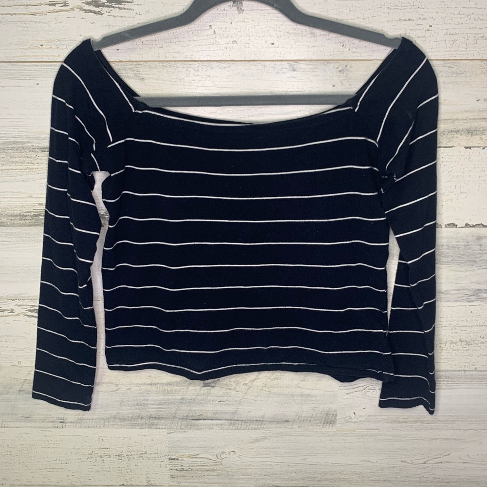 NA-KD off the shoulder striped long sleeve